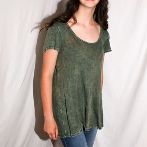 distressed boutique tee with lacey back